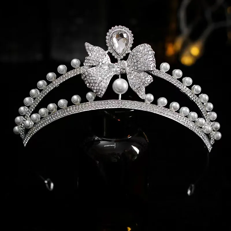 Hair Crown Alloy Rhinestone Pearl Crown Headdress Bridal Birthday wedding accessories tiara H823