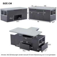 Table basse multifonctionnelle relevable, plateau transformable en 2 tables, grande capacité, meubles de salon, table multifonctionnelle 5