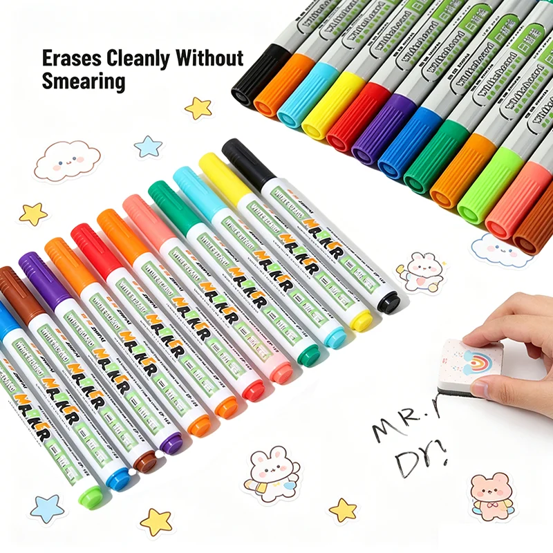 Erasable Whiteboard Marker for Temporary Art and Decor on Various Surfaces