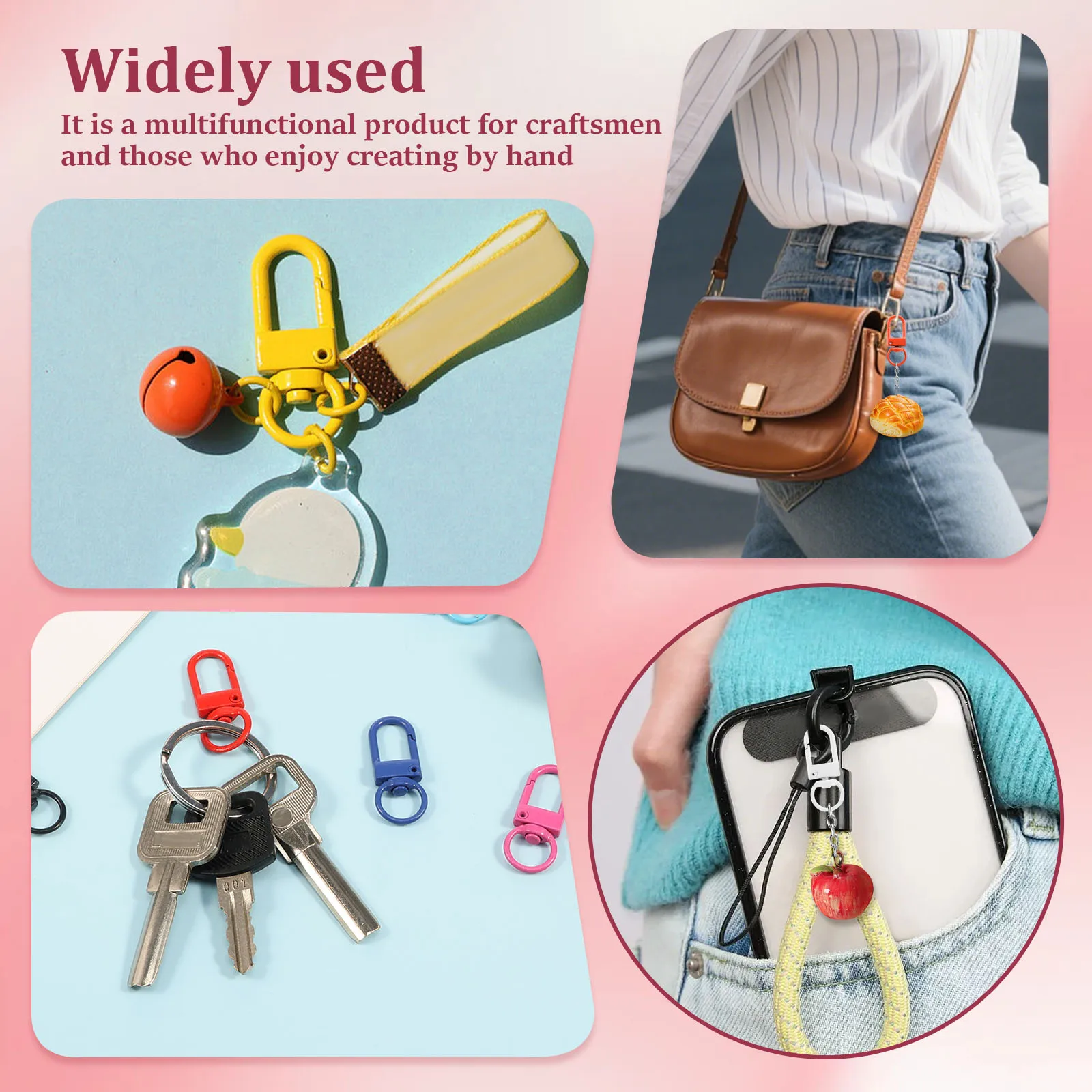 180/100Pcs Keychain Hooks Metal Swivel Lobster Claw Clasp for DIY Craft Jewelry Making Multi Color Swivel Clasp Lanyard Keychain