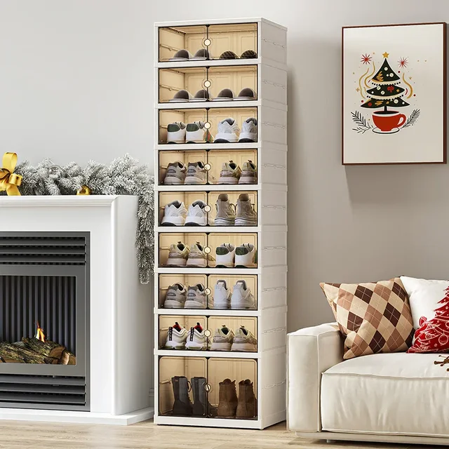 Home dust-proof shoe cabinet, no installation required, foldable transparent folding shoe box, large capacity shoe storage box