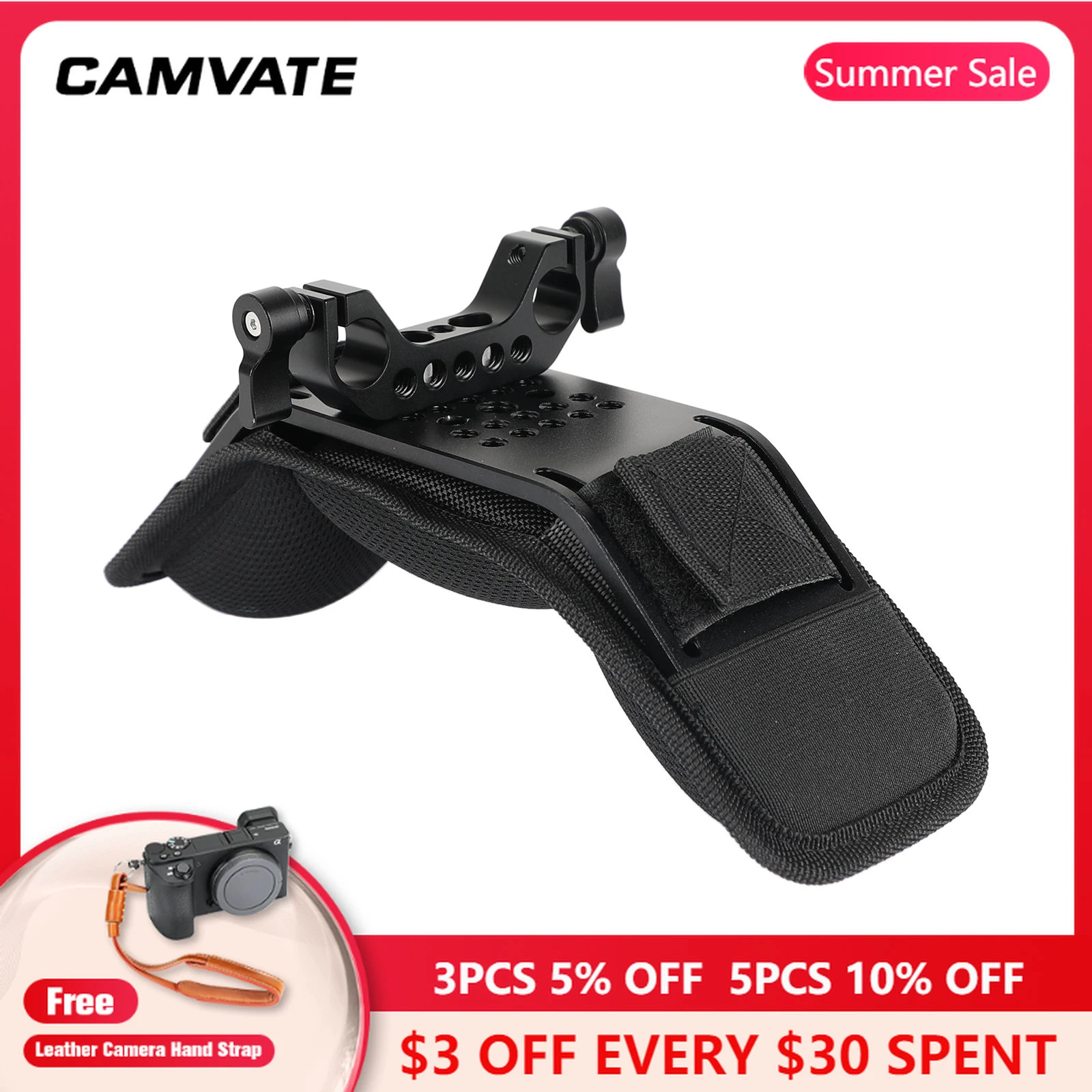 CAMVATE Shoulder Mount Shoulder Pad With 15mm Railblock Rod Clamp for Camera Video Camcorder DV
