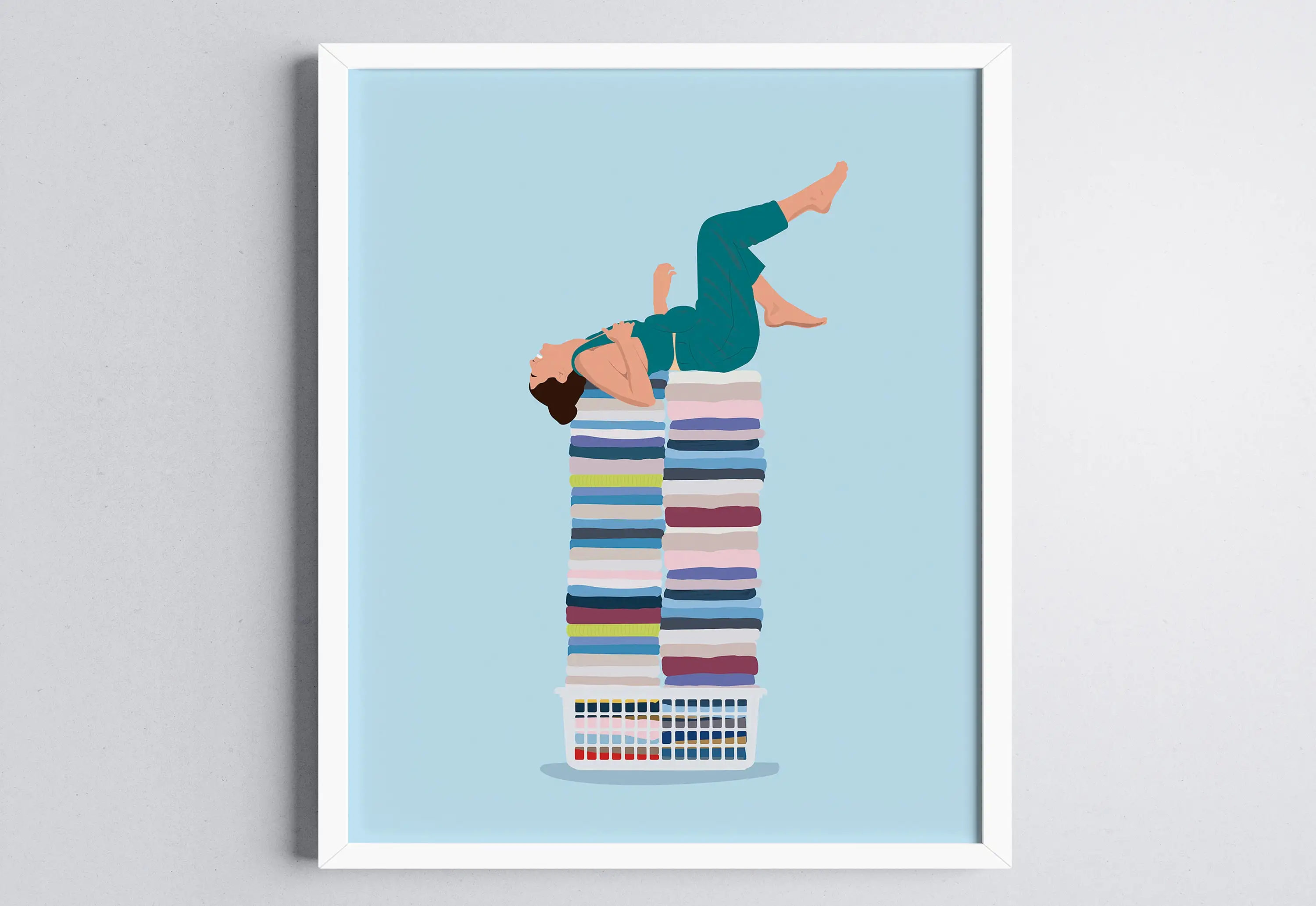 Pastel Colors Art Print Laundry Day Canvas Painting Floating on Clothe Funny Poster Pictures Bedroom Bathroom Home Decor - 5