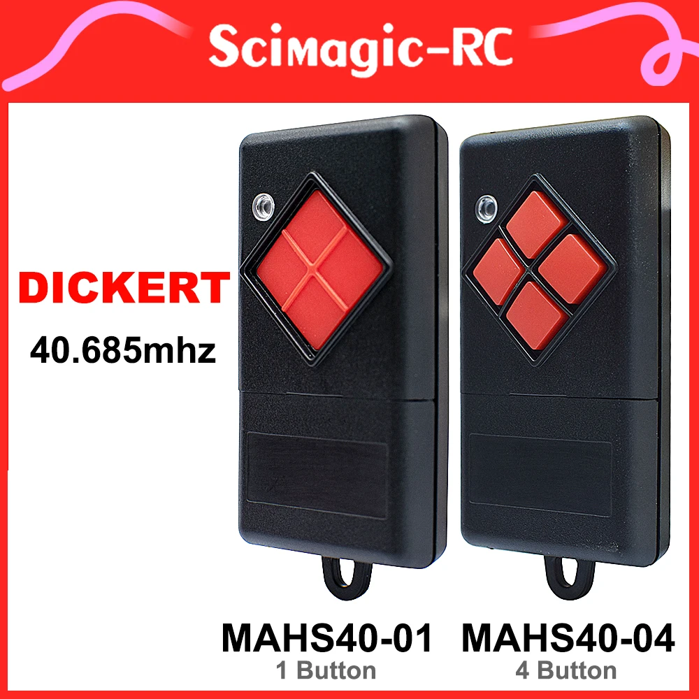 

1/4 Buttons.NEW Dickert MAHS40 MAHS40-01 MAHS40-04 Garage Remote Control for Red Button 40.685MHz Gate Door Keyfob Transmitter