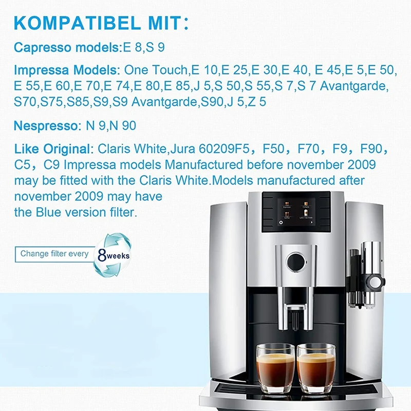 Aquafloow Filtros De Agua Para Cafeteras (Pack 5) – Compatible Con Jura, Capresso, C5, F70, S9 – Eliminación Del Calcio