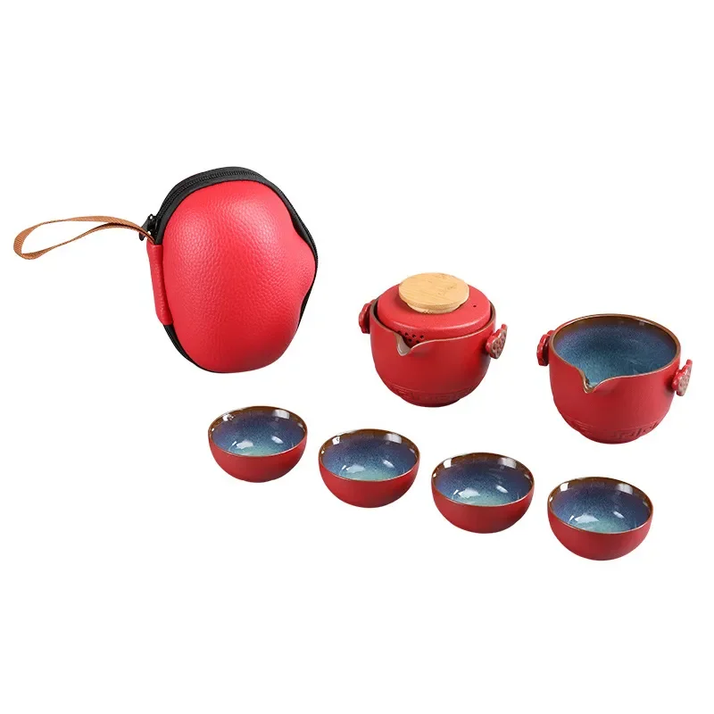 Customize Chinese Kung Fu Teaset Ceramic Portable Teapot Set Travel Gaiwan Tea Cups of Ceremony Teacup Fine Hand Pot