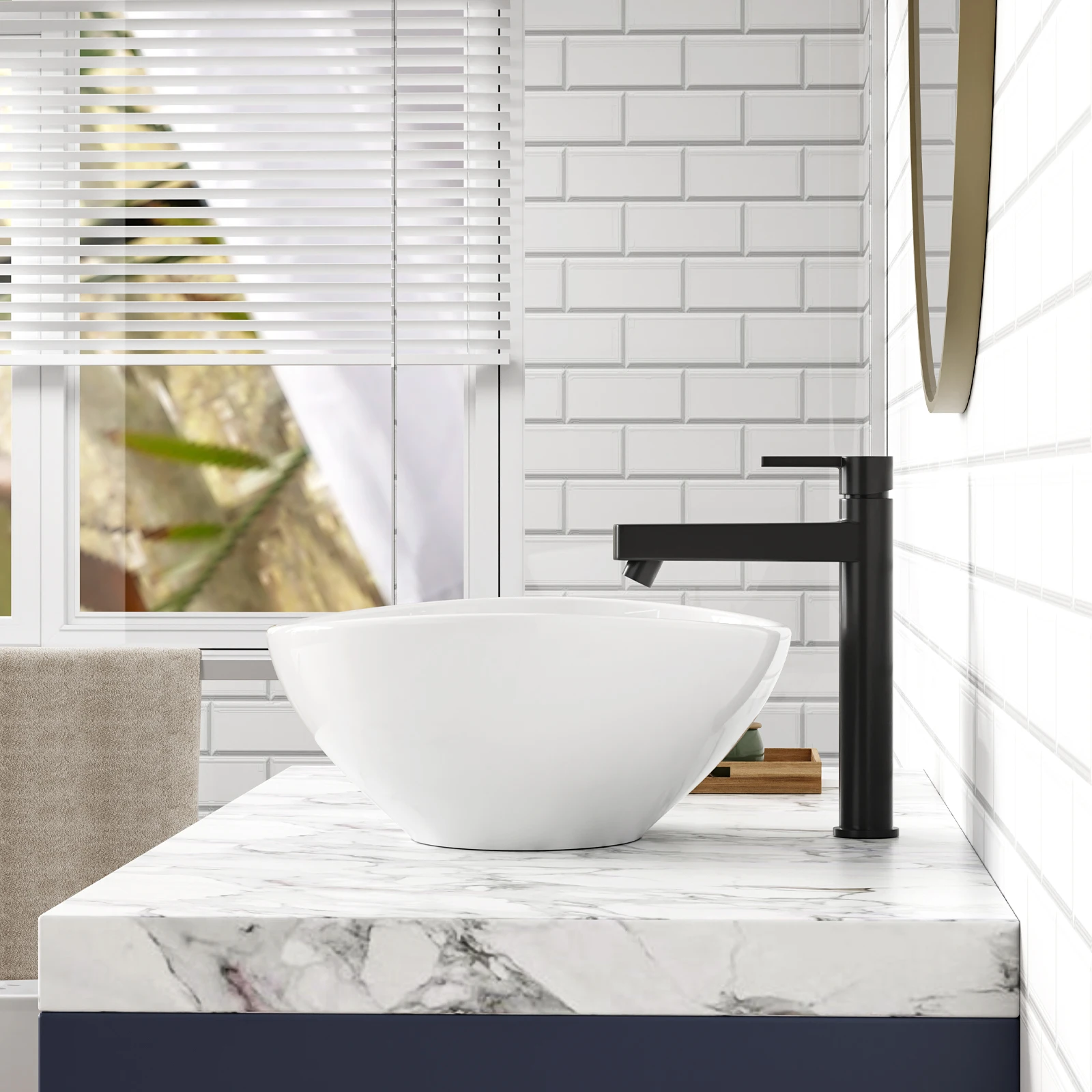 Oval Bathroom Sink, Bathroom Vessel Sink, White Vessel Sink, Bowl Sink Countertop Modern Egg Shape 40 * 33 * 14.5cm 5