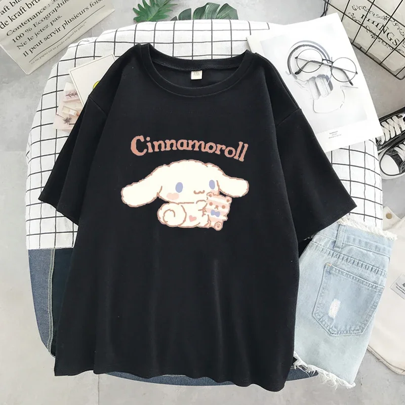 

Y2K Sanrio Cinnamoroll T-Shirt Hello Kitty Cartoon Cute Print Female Short-Sleeved Soft Sister Summer Student Top Women Shirts