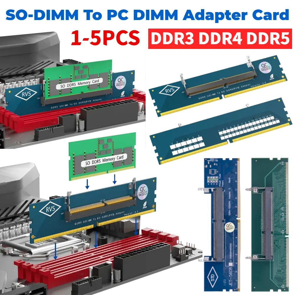 Adattatore Per RAM DDR5 Da Laptop A Desktop – Scheda Convertitore SO DDR5 A U-DIMM Per PC, PCB A 6 Strati, Conforme JEDEC, Protezione Da Sovracorrente