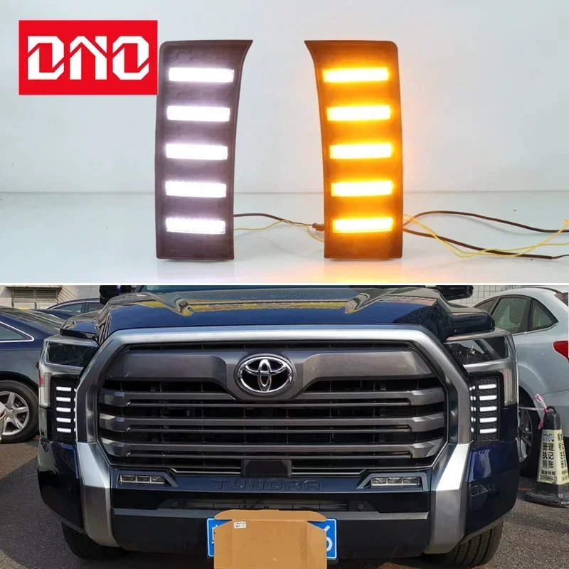 

Автомобильные дневные ходовые огни, дневные ходовые огни для Toyota Tundra 2022 2023, желтые указатели поворота, дневные ходовые огни, автомобильные лампы дальнего света
