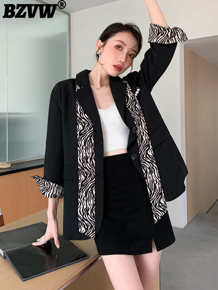 

BZVW Spring Autumn Thin Suit Coat Women's 2023 New Trend Office Lady Temperament Loose Designer Blazer Female Tide 25X2815