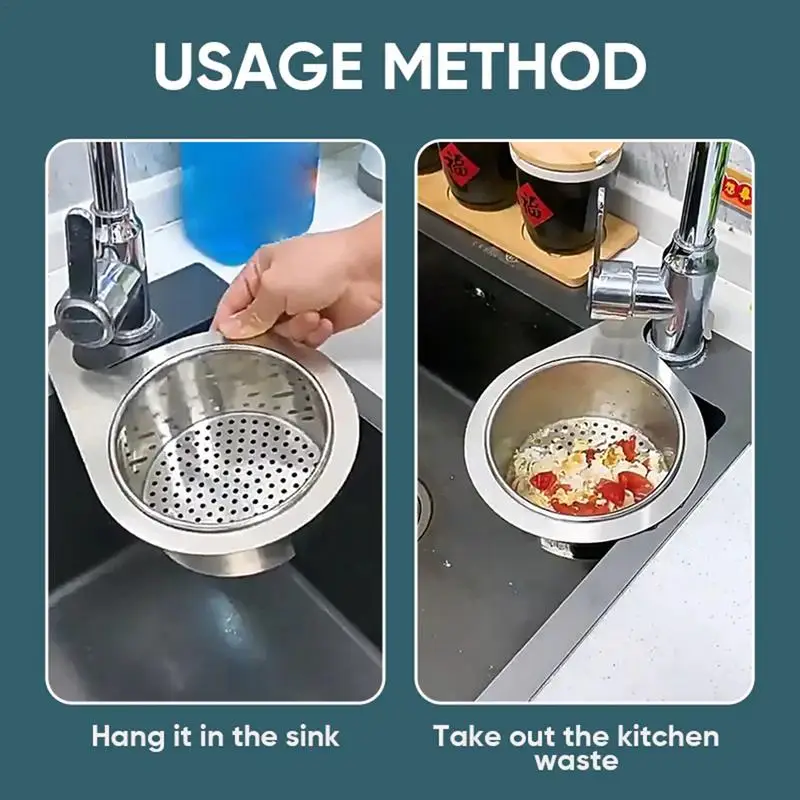 Stainless steel Swan Basket Drain Rack Kitchen Sink Food Drain Basket Waste Storage