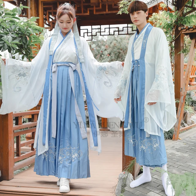 [오케이나우ㅣ강추] 전통 Hanfu 커플 남자 여자 코스프레 의상, 자수 큰 소매 셔츠 코트, 매일 개선 고대 정장 중국 스타일 [오케이나우ㅣ추천]