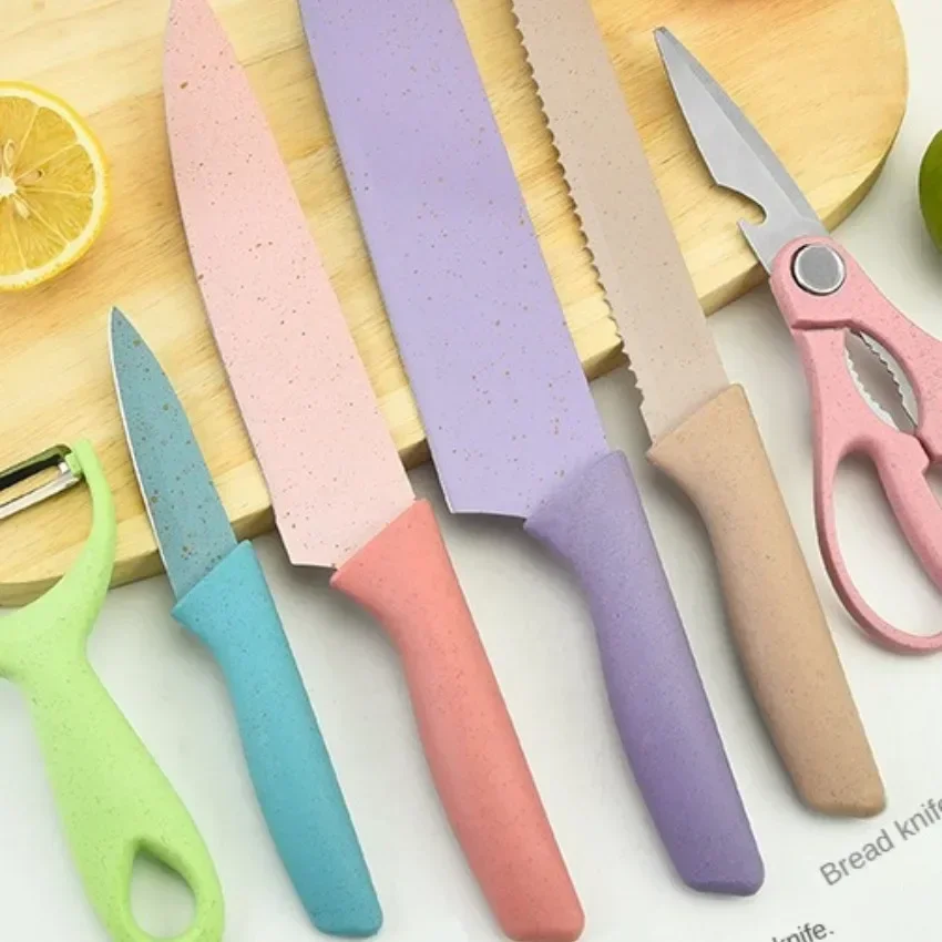 Hen & Rooster Seven Piece Kitchen Set Pink ABS Knife Set - Satin - Grindworx