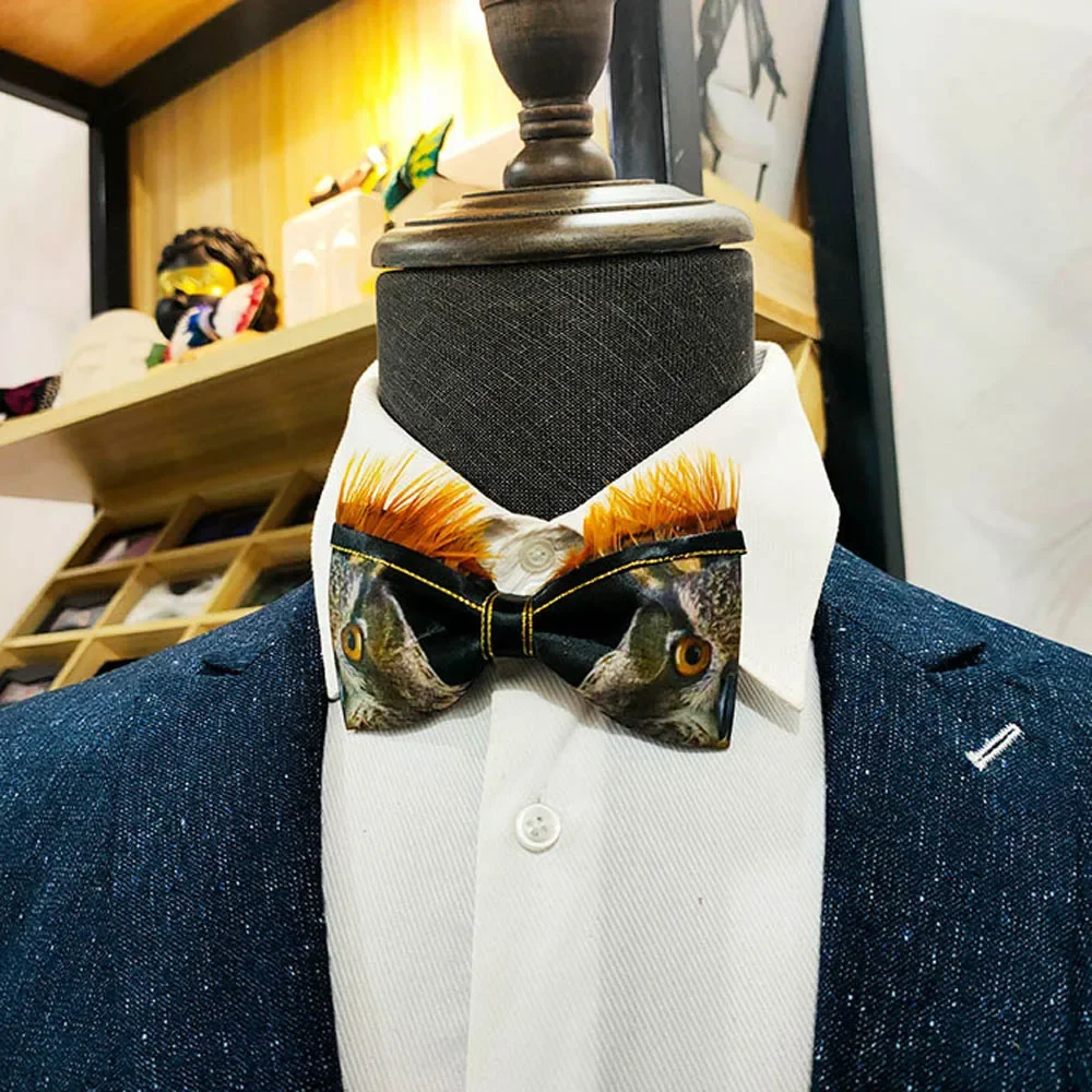 

Personality Feather Handmade Bow Tie Fashion Men's Best Man Groom Wedding Dress Accessories Gift Business Collar Flower BowTie