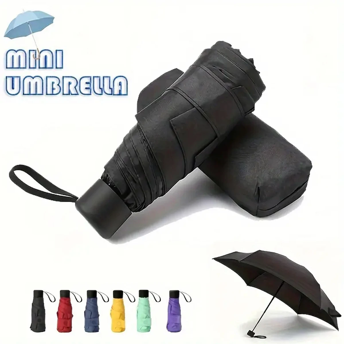 Compact Multi-Color Mini Umbrella - Portable, Durable, and High-Quality