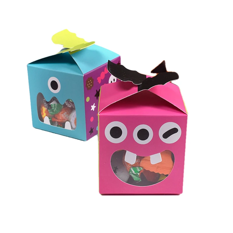 12/24/36Pcs Halloween Monster Pvc Window Candy Box Confezione Di Carta Confezione Regalo Bomboniera Trattare Per Kid Pasqua Halloween Party Supplies