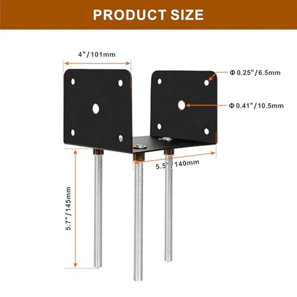 U shape fence post holder concrete anchor 6x6 bracket ground spike deck base stable support pergola and wooden fence posts 4pcs