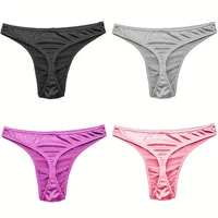Sous-vêtements Sexy pour hommes, Lingerie Gay, string Sissy, respirant, dos en T, taille basse, Satin soyeux, solide, SMLXL2XL3XL 2