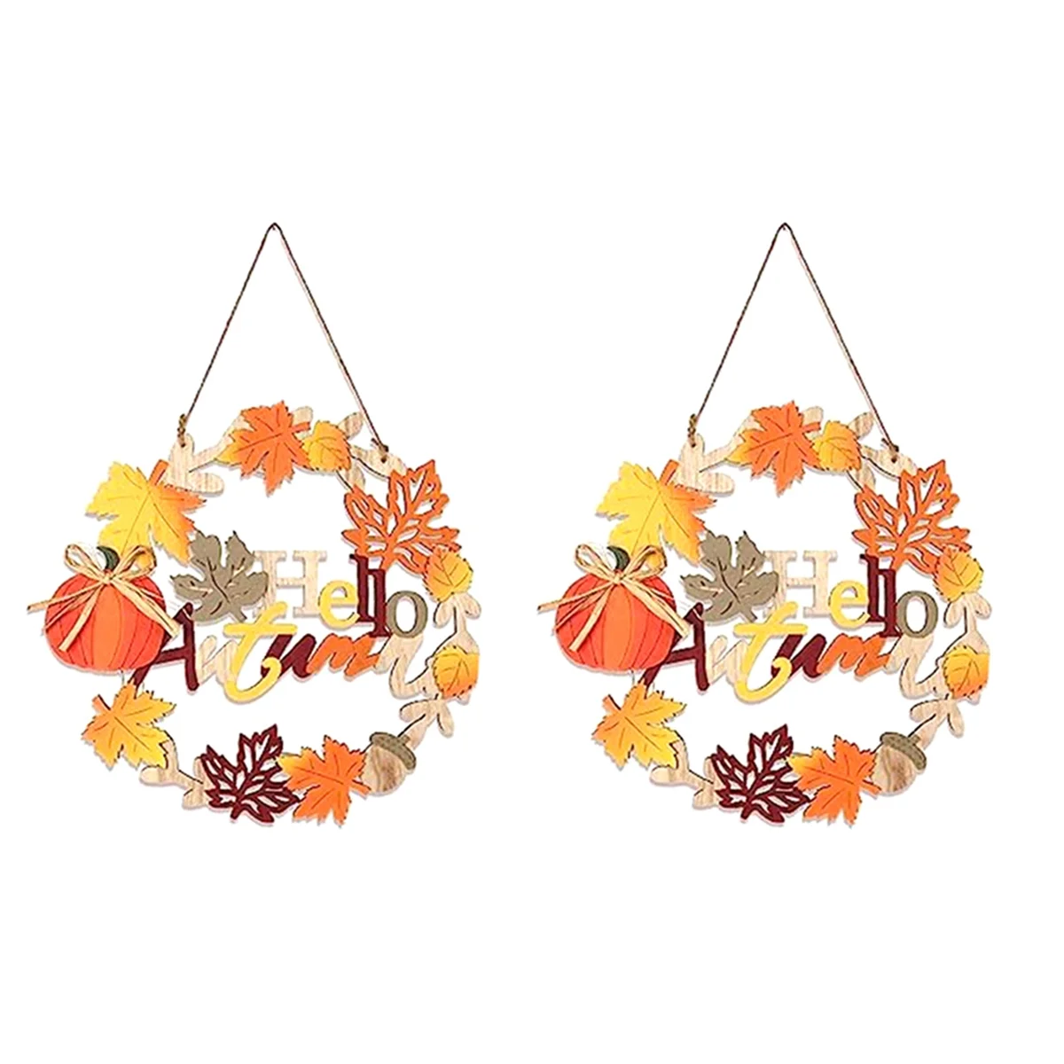 

Декор для осенней входной двери, 12-дюймовые осенние венки для входной двери, трехмерный деревянный дверной знак, искусственный венок с кленовыми листьями