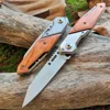 Anti-slip Wooden Handle Folding Knife for Tactical Outdoor Survival and Multi-functional Cutting Tasks 1