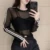 Y2K Sheer Sun-Proof Shirts Women Striped Long Sleeve T Shirts Streetwear See Through Mesh Blouses Korean Sun Protection Tops New