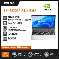Laptop 15.6 Inch Intel I7-1355U NVIDIA MX450 Backlit Keyboard 32GB RAM 2TB SSD DDR4 Win11 Fingerprint Unlock Gaming Computer 1