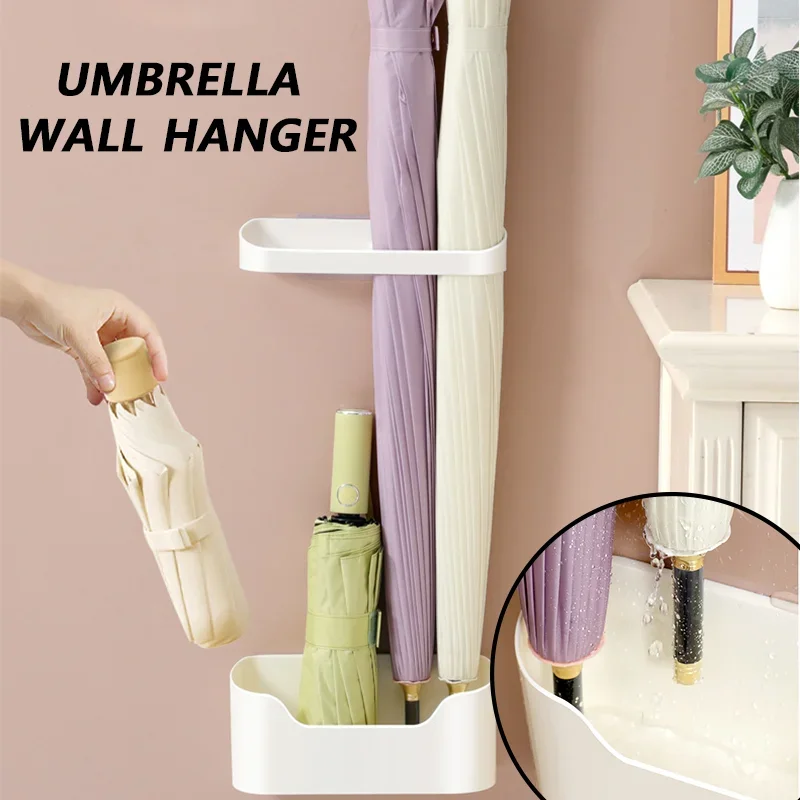 Umbrella Stand Holder Adjustable Wall Hanging Storage Shelf Long Umbrella Folding Bracket for Home Office Door Entryway