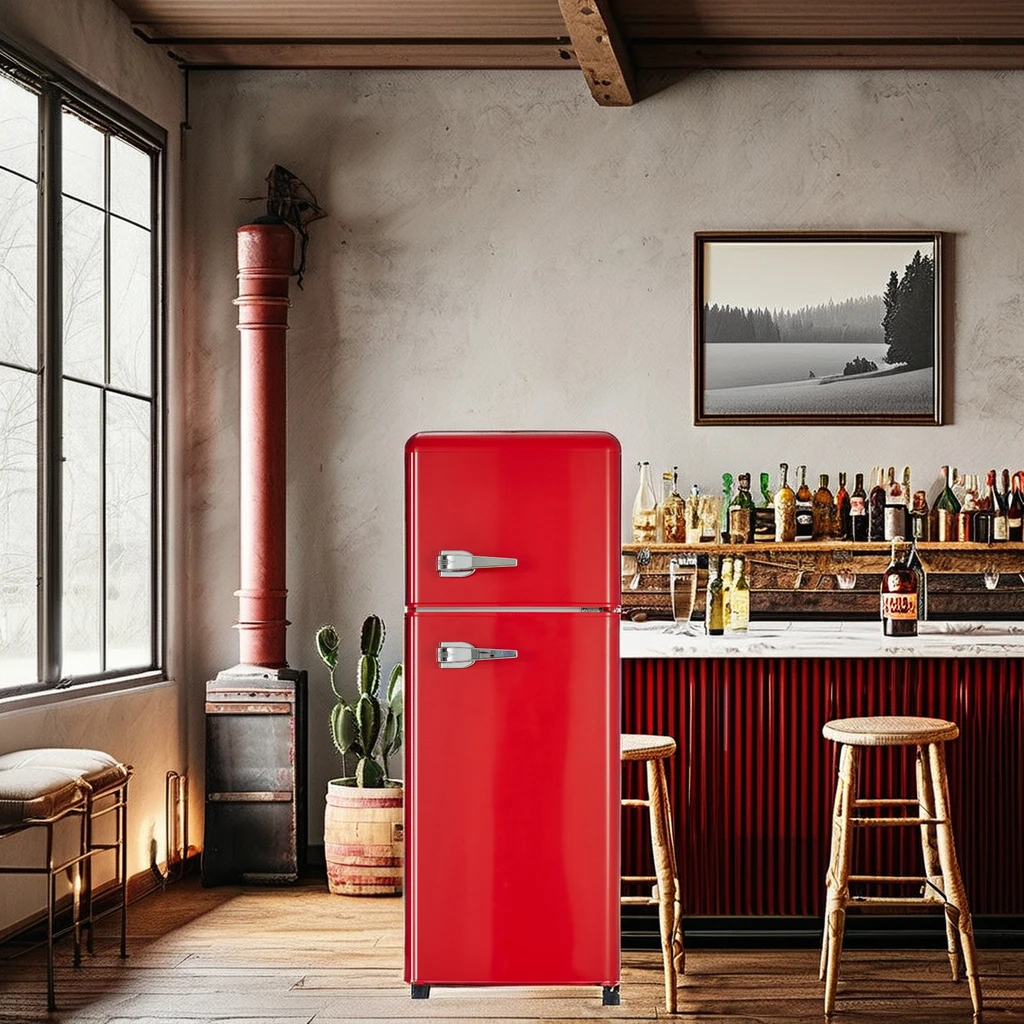 American Retro Mini 72L Top-Freezer Double-Door Refrigerator for Dormitory Office Home Hotel New Compact Refrigeration Equipment