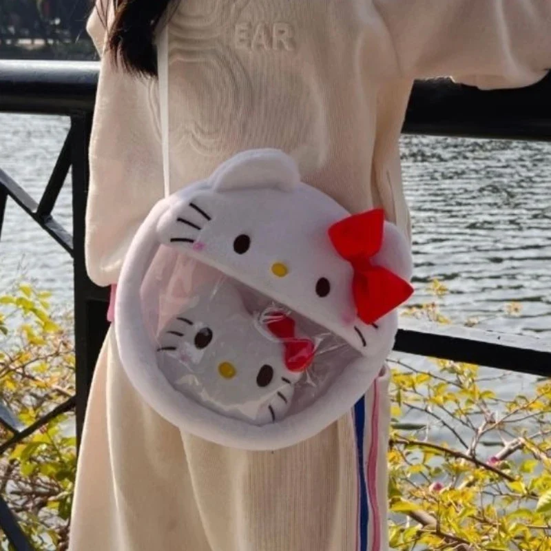 Kawaii 산리오 헬로 키티 숄더백, 여아용 대용량 숄더백, 방수 쇼핑백, 학생 프린트 핸드백
