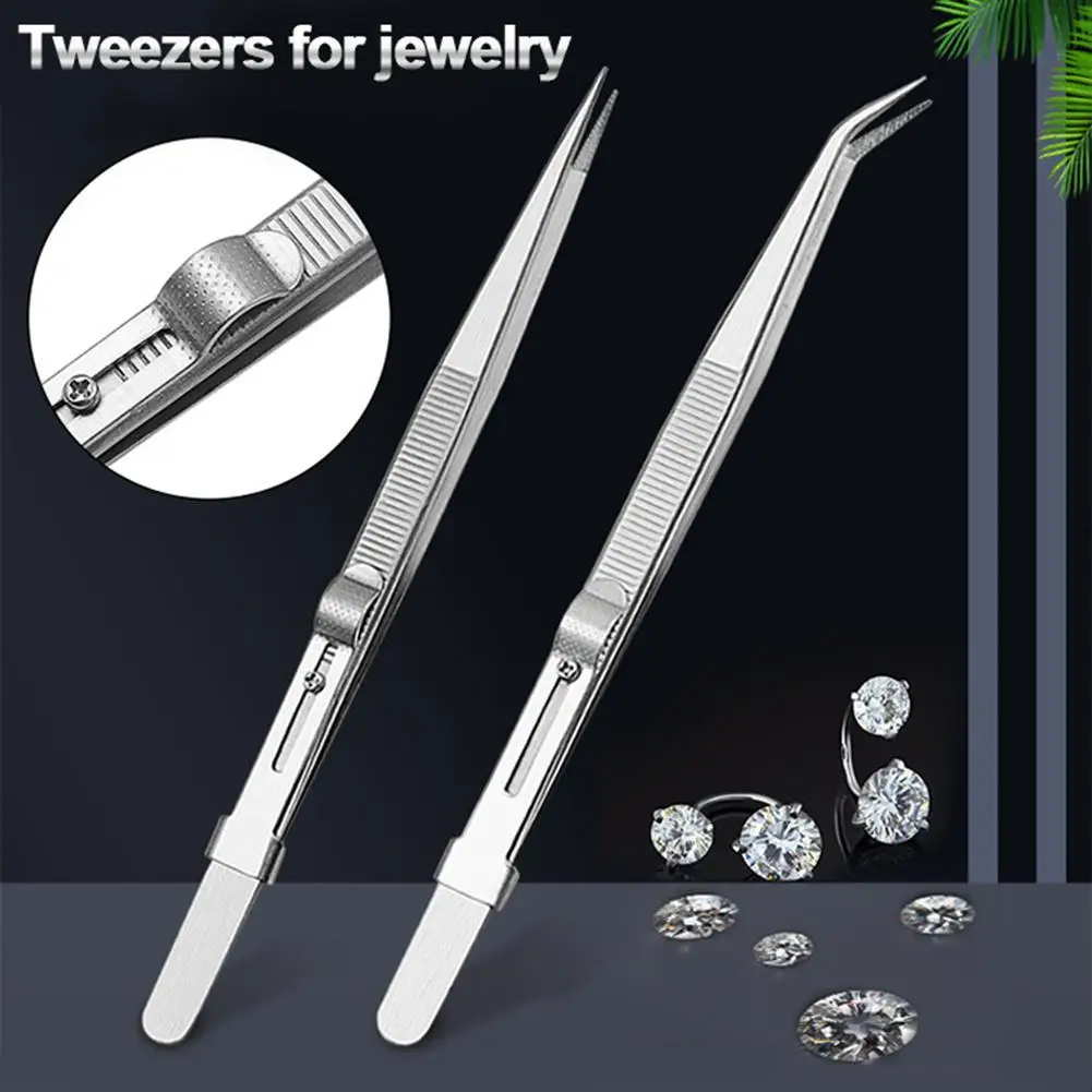 Jewelry Stainless Steel Tweezers Professional Adjustable Slide lock Antistatic Tweezers For Diy Diamond Gem Repair Tools tweezer tool,precision tweezers,esd anti static tweezers,phone repair tweezers