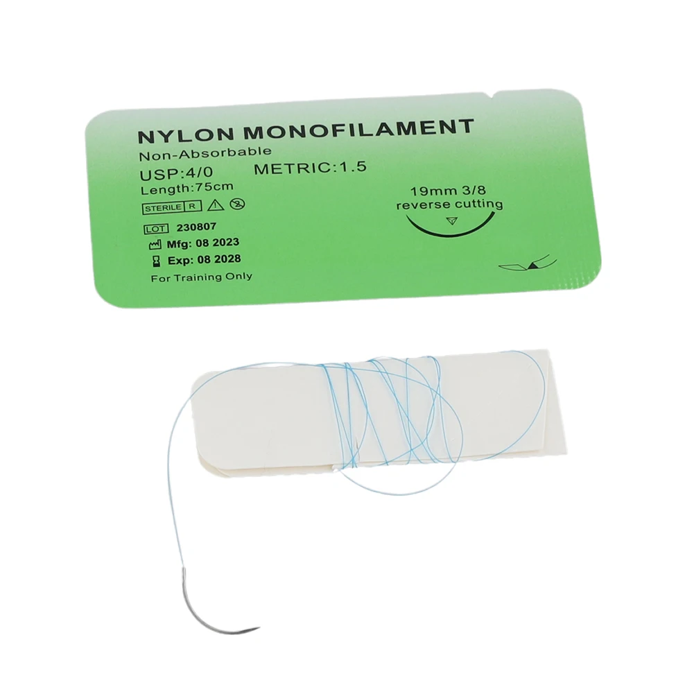 50-1PCS 4/0 Medical Thread Suture Nylon Silk Veterinary Practice Suture Kit Non-injured for Medical Students Education for surgical training kit suture practice kit