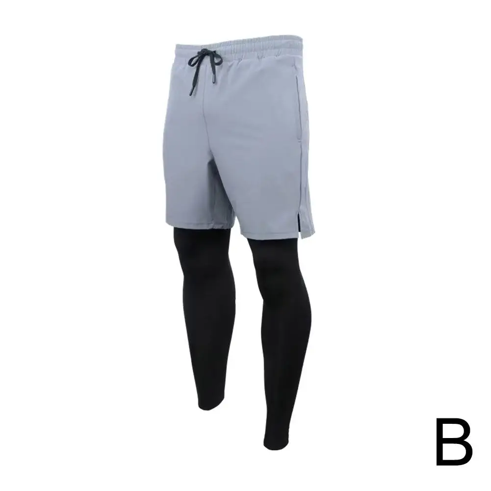 Men Sports Pants 2 In 1 Double Layer Pant Men's Sports Trousers Quick Dry Casual Pants Fitness High Running Basketball Training Elastic Pant