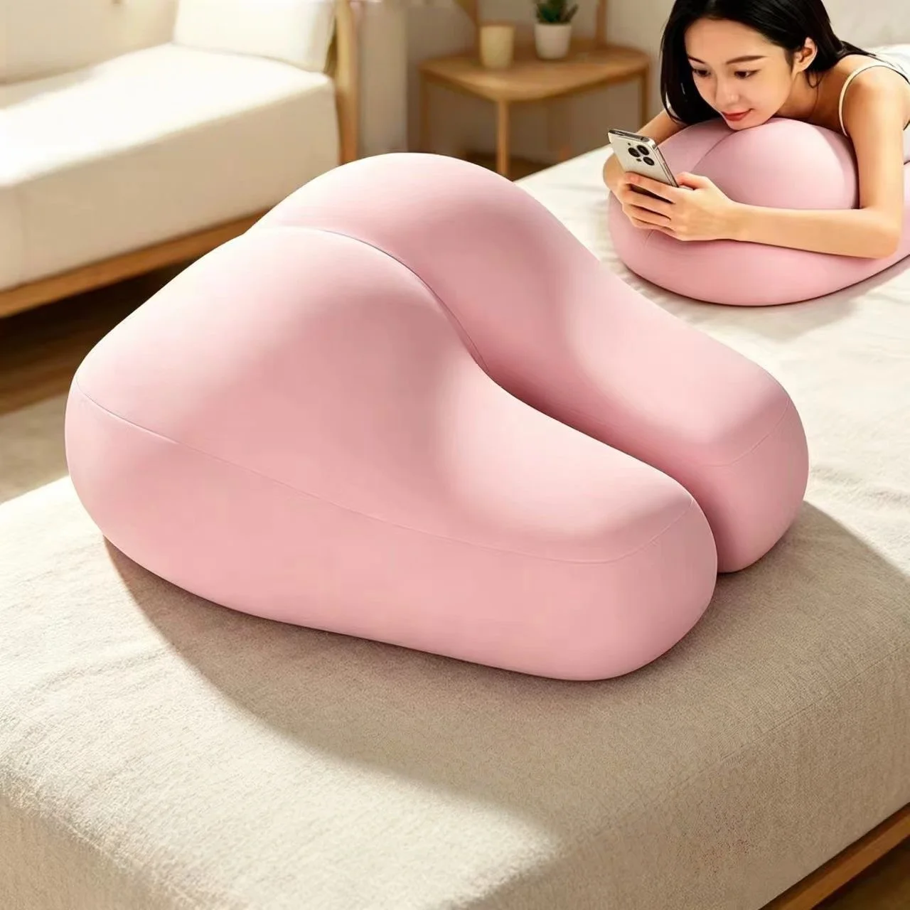 옆으로 자는 사람들을 위한 엉덩이 모양 베개, 3D 폼 볼스터 베개, 커플을 위..