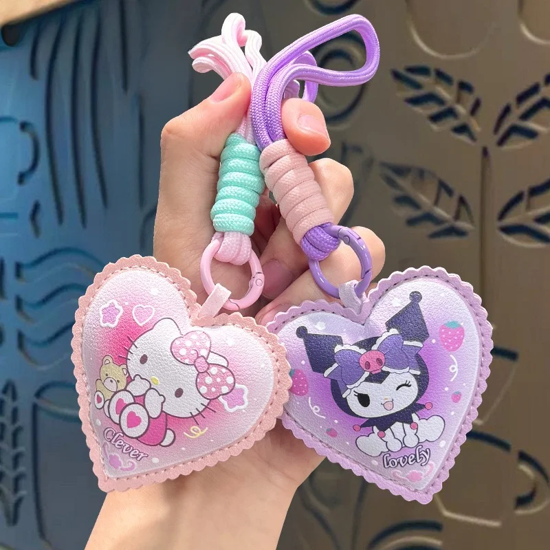 New leather love keychain, bag pendant, high-end braided rope, cartoon exquisite pendant, small gift. 1