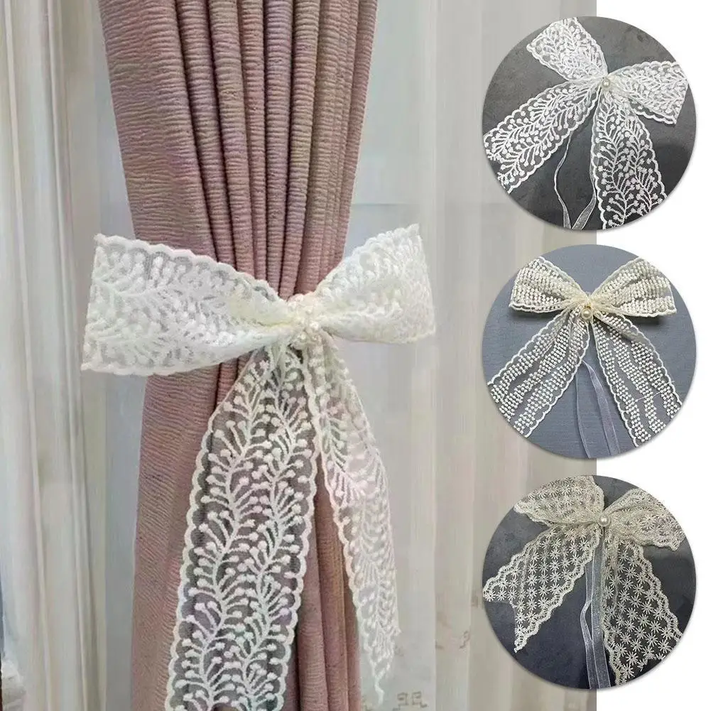 

1PC Curtain Bow Buckle Clip Chiffon Tape Hanging Curtain Clip Lace Tape Home Accessories Curtain Decor Holder Binding White A1V3