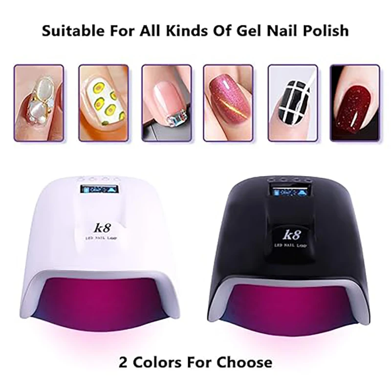 lampara de unas UV recargable luz UV portatil para unas K8 LED Nail Lamp with 33 LED Beads and 4 timer setting White 6