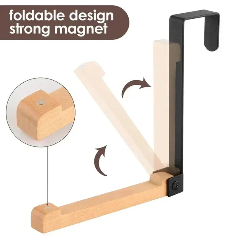 Foldable Wood Over The Door Hooks Coat Hooks Wooden Rack Organizer Home Accessories Foldable Wooden Over The