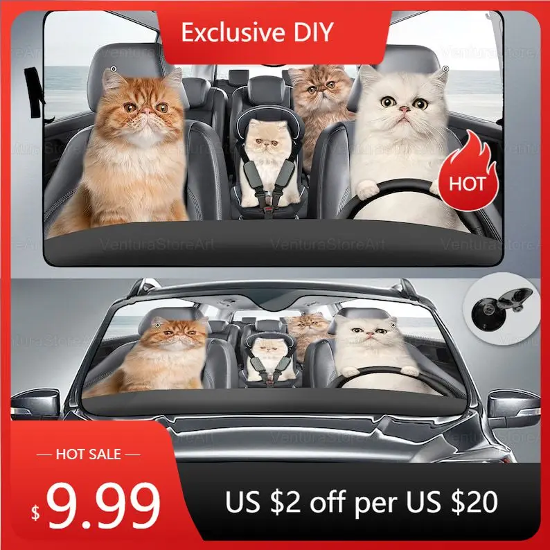 

Persian Cat Car Sun Shade, Persian Lovers, Persian Funny Sunshade, Windshield Sunscreen, Persian Car Accessories LNG042207G01