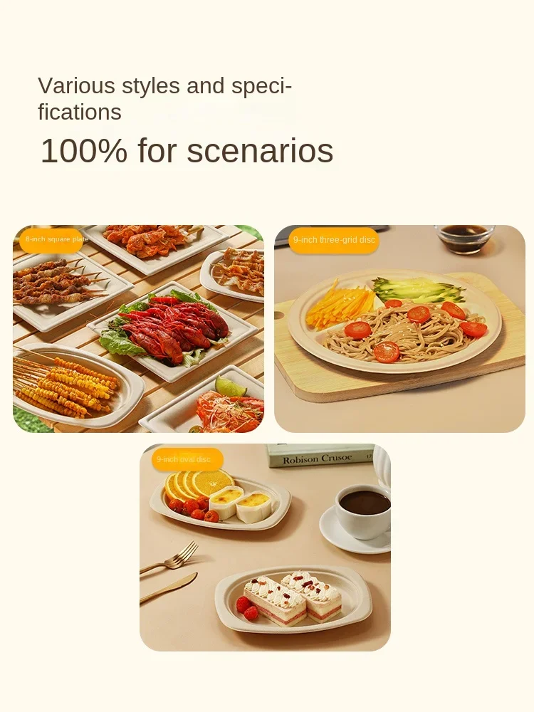 COOKER KING Disposable Service Plate Paper Pallet Thickened Environmental Protection Tableware Paper Plate Bowl Three-Grid Disc