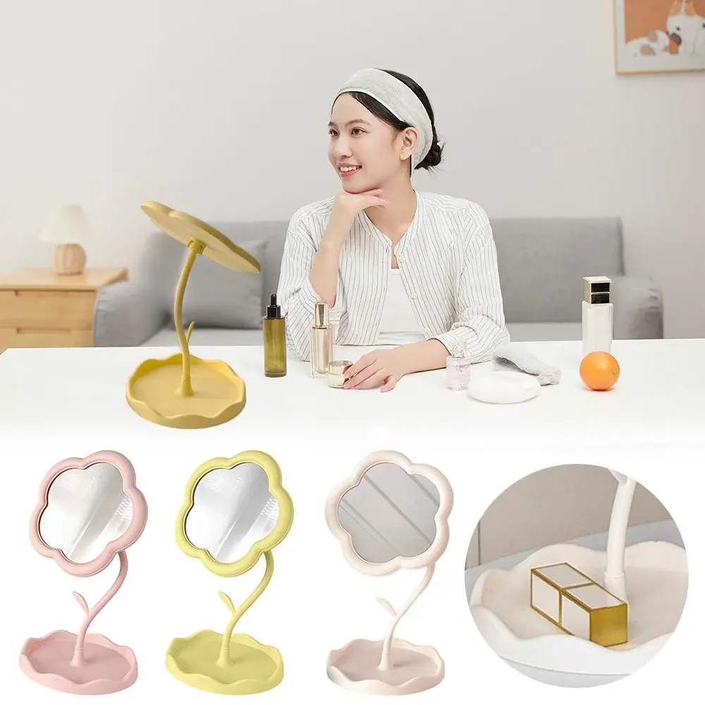 패션 해바라기 모양의 화장 거울 휴대용 분리형 드레싱 거울 다목적 귀여운 아름다움 거울