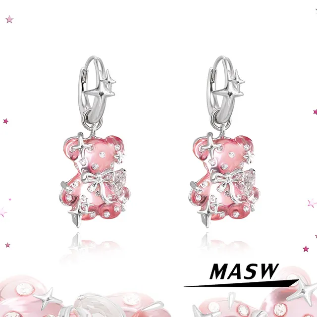 MASW Original Design Delicate Cute style Bear Earrings For Women 2025 Trend New Modern Jewelry Hot Sale Popular Accessories