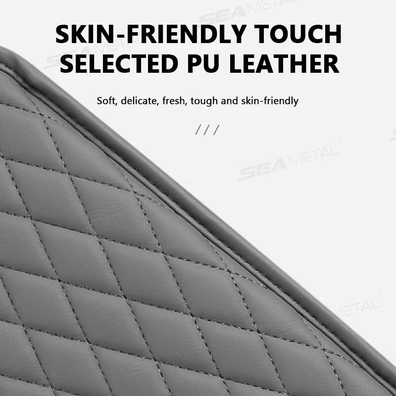 Car Armrest Cushion Pu Leather Black Console Box Protector