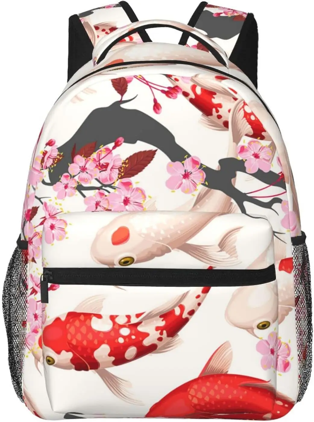 Koi Fish And Sakura Pattern Stylish Casual Backpack Purse