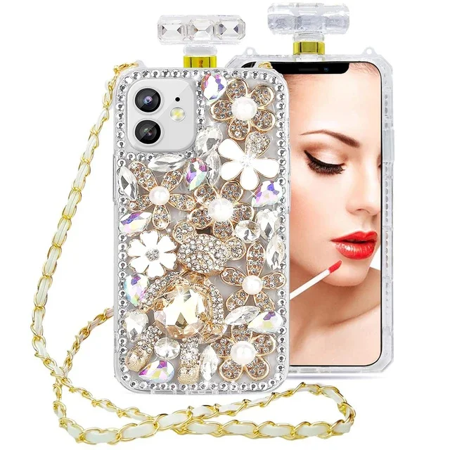 ラインストーンの香水瓶のケース,iPhone用の豪華なクリスタル