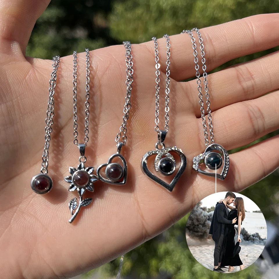 Custom Photo Projection Heart Pendant Necklace