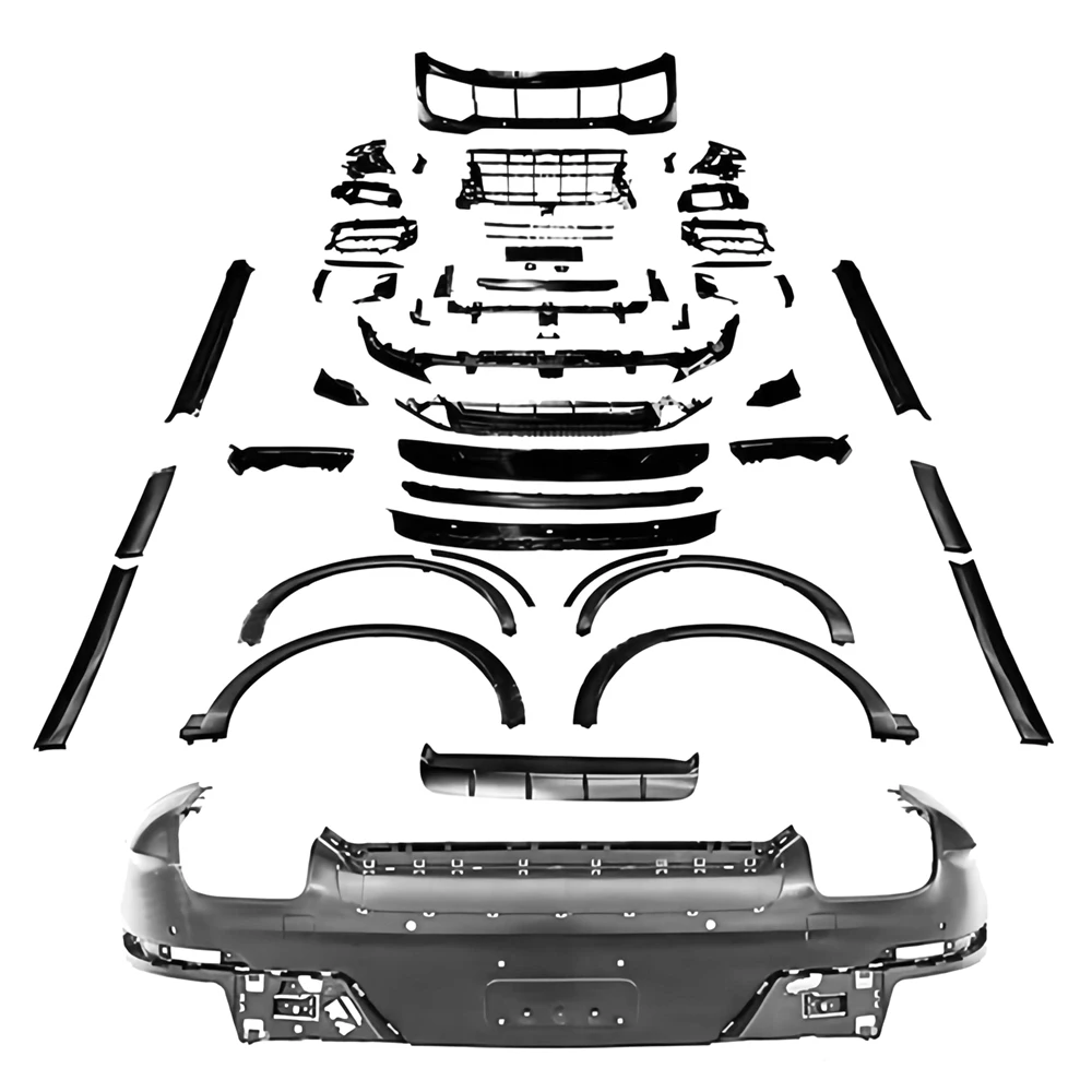 Kit Completo Per Porsche Cayenne / Coupe 23-24 A Turbo Gt + Gts Style Paraurti Anteriore Pannello Porta Parafango Flares Diffusore A Labbro