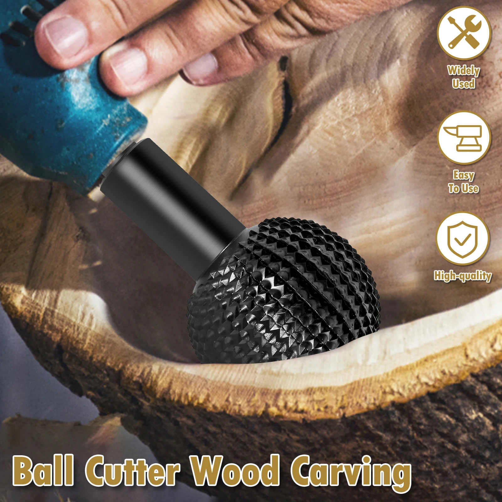Sphere Rotary Burr Durable Wood Carving Burr for 115/125 Angle Grinder Polishing Engraving Ball Cutter Carbon Steel Ball Gouge