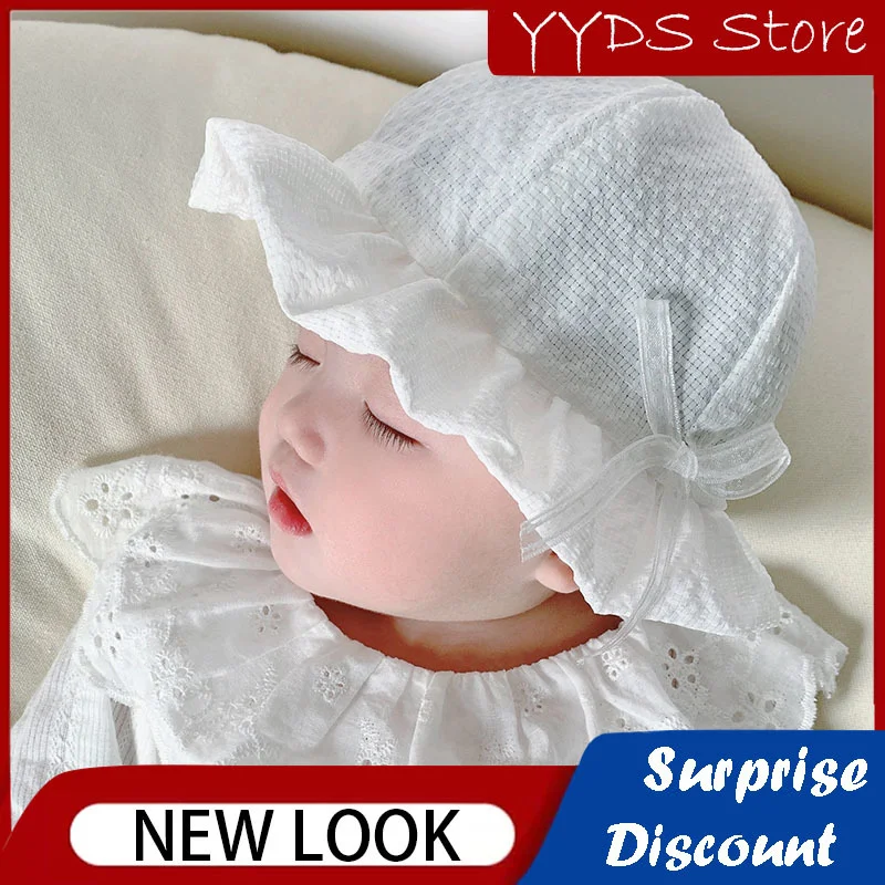 Newborn Lace Hat Spring Autumn Summer Thin Section Newborn Girl Bucket Hat Cotton Sweet Princess Hat Newborn Photography Props