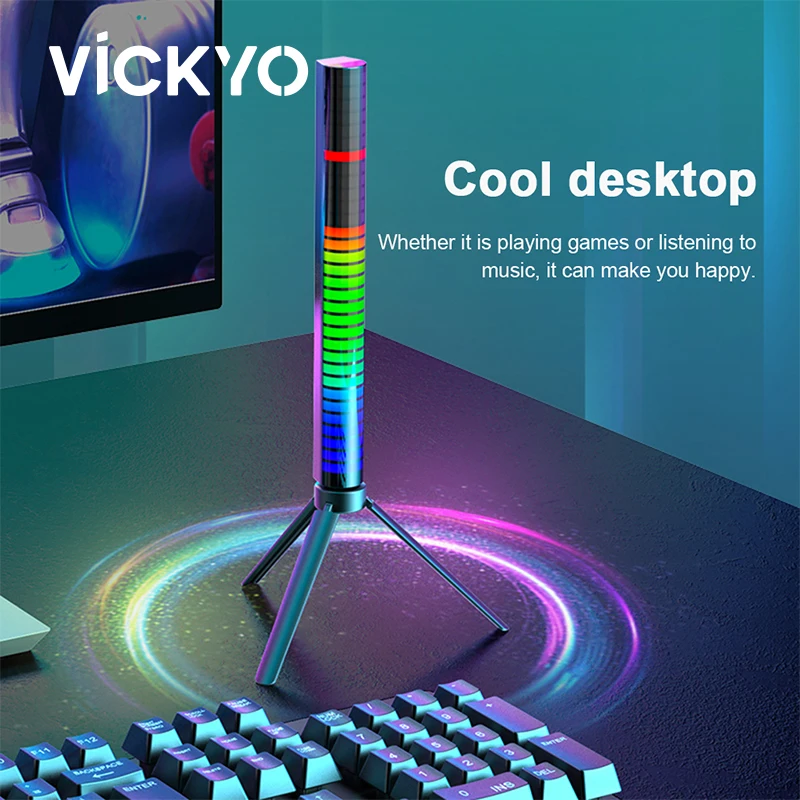 

VICKYO LED Ambient Light Bar RGB Music Rhythm App Control Night Light Rechargeable For Game Room Bedroom Desktop Decorative Lamp